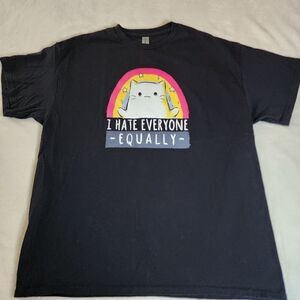 Gildan Black Tshirt With Cat Graphic Size XL